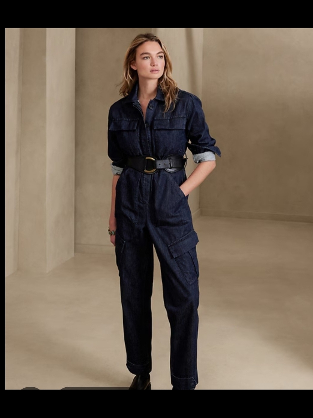 Banana Republic Dark Indigo Denim Utility Jumpsuit